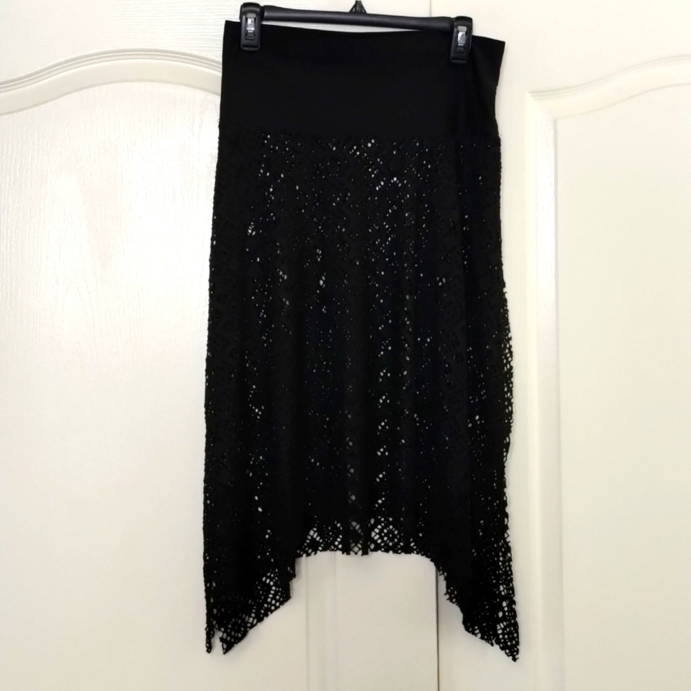 Unbranded women's black lace swimsuit bottom cover up split sides
